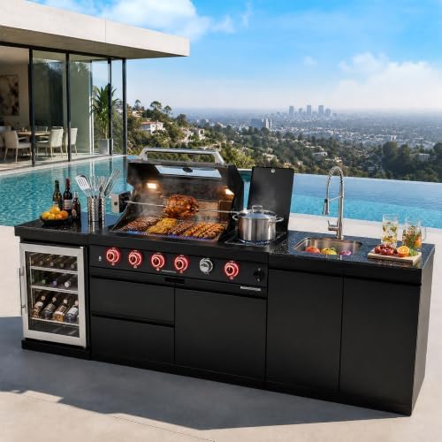 98" 4-Burner Modular Outdoor Kitchen Island, 72000 BTU Propane Gas Grill by Unknown