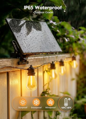 Minetom 163FT Solar String Lights Outdoor Waterproof,S14 Patio Lights - Image 3