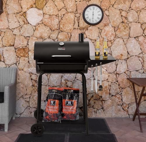 Royal Gourmet CC1624 Barrel Charcoal Grill with Side and Front Shelves - Image 2