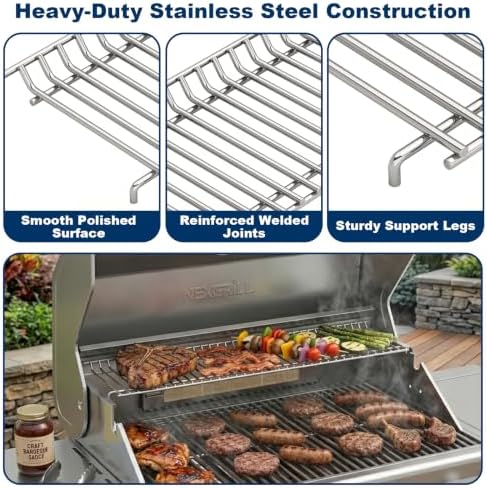 LS'BABQ Replacement Warming Rack for Nexgrill Home Depot 720-0882A 720-0882, Stainless Steel Upper Grill Warming Rack for Nexgrill Evolution 5-Burner Gas Grill Parts, 28.6" x 7.2" - Image 4