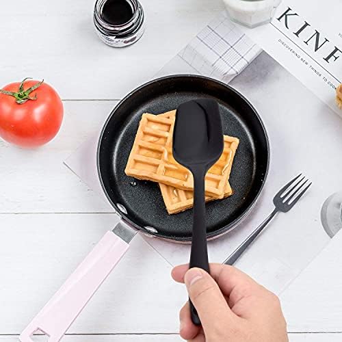 HOTEC Silicone Rubber Spatula Set, BPA-Free, Black, Set of 5 - Image 2