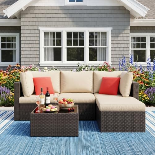 Vongrasig 5 Piece Patio Furniture Sets, Outdoor Patio Set Sectional Sofa - Image 3