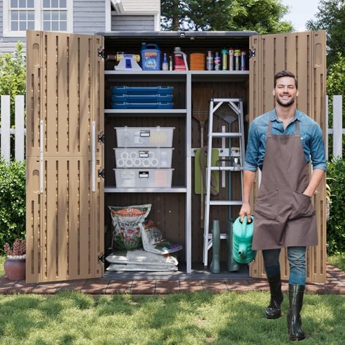Aoxun Outdoor Storage Shed with Floor, 64 Cu.Ft Outdoor Storage Cabinet - Image 5