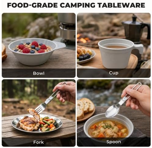 ALOCS 13pcs Camping Cookware Mess Kit, Portable Pots and Pans Cooking Set - Image 4