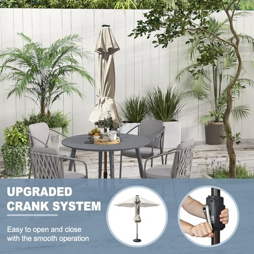 EliteShade USA 10-Year-Non-Fading 10ft Market Patio Umbrella, Commercial Grade Table Sun Umbrella with 80 Solar LED Lights, Crank Open, Windproof & UPF 50+ UV Protection for Garden, Deck, Pool, Backyard, Antique Beige - Image 3