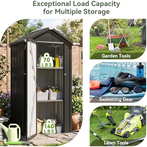 Aoxun 2.5'x2' Outdoor Storage Cabinet with Floor & Adjustable Shelves - Image 6