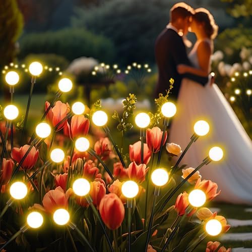 NBQQ Solar Lights Outdoor 10 Pack of 60 LEDs Swaying Firefly Garden Decor - Image 2