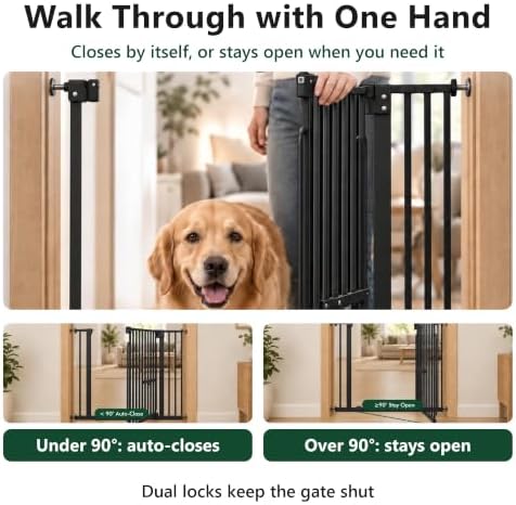 Dog Gate with Adjustable Cat Door, 29.5-37 in Wide, Black - Image 6