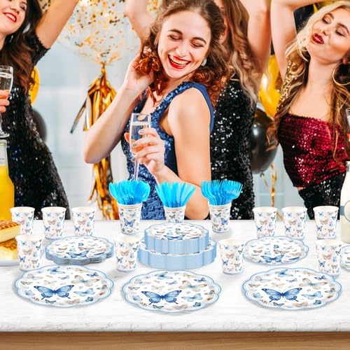 Blue Butterfly Butterflies Scalloped Party Decorations, Serves 24 - Image 5