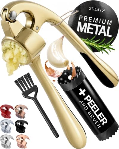 Zulay Kitchen Metal Garlic Press Garlic Mincer Tool Stainless Steel, Gold by ZulayKitchen