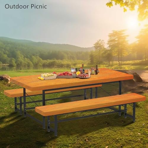CAPSCEOLL Fitted Picnic Table Cover with Bench Covers 6ft - Burnt Orange - Image 6