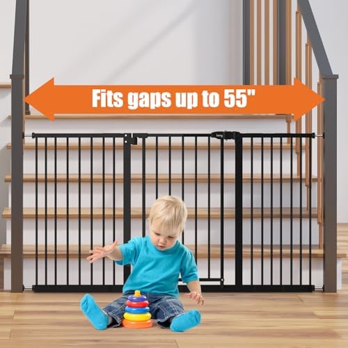 keny 29"-55" Extra Wide Baby Gate, Pressure Mounted No Drilling Dog Gate - Image 2