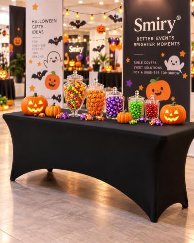 Smiry 2 Pack Spandex Table Cloth 5FT, Elastic Fitted Black Tablecloth - Image 2