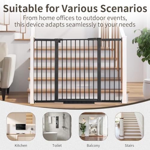 29.9"-40.9" Wide Baby Gate for Doorways Stairs, 30 in Tall Dog Gates with Door No Drill, Auto Close Child Safety Gate for Kid Doggie Cat Proof, Large Long Dog Barrier Indoor Hallways House, Black - Image 6