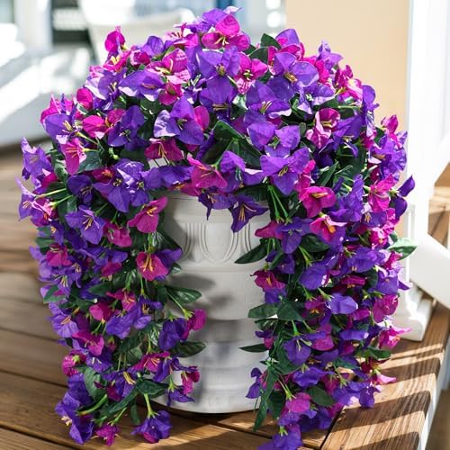 Faux Bougainvillea Artificial Flowers Plants for Outdoors Outside Decor, 2pcs Fake Flowers Silk Long Trailing Vines UV Resistant Realistic Faux Flowers for Front Door Porch Planter Balcony Yard, Mix by INSPRING