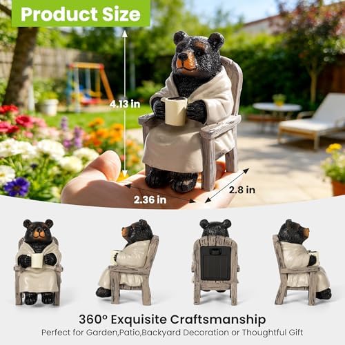 SOWSUN Solar Garden Decor Outdoor Miniature Bear Statue for Patio Yard - Image 6