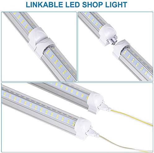 4 Pack, LED Shop Light, 4FT 60W 9000LM 5000K, Daylight White, V Shape 4 Row, Clear Cover, High Output, Linkable, T8 LED Tube Lights, Shop Lights for Garage 4 Foot with Plug - Image 5