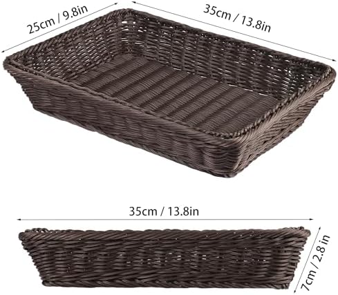 5 PCS 13.8x9.8 Inch Wicker Bread Basket, Woven Serving Basket, Tabletop Food Serving Basket for Restaurant, Bakery, Family Party, Hotel Serving, Fruits, Vegetables and Snacks, coffee - Image 2
