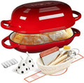 Enameled Cast Iron Sourdough Bread Oven, Dutch Oven, incl. Sourdough Bread-Baking Supplies like Banneton Bread-Proofing Basket - 5QT Loaf Cast Iron Bread Pan for Homemade Bread Baking, Red Meatloaf Pan with Lid by UmiteChef