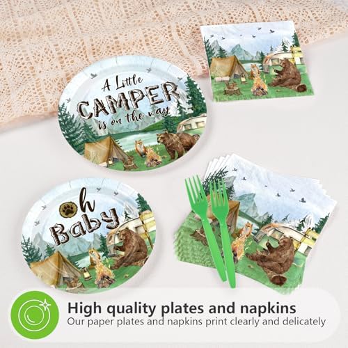 96 Pcs Camping Baby Shower Party Decorations for Boys Camper, Serves 24 - Image 3