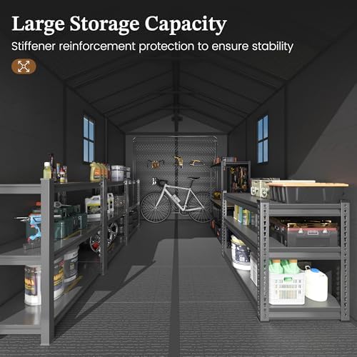 UDPATIO Resin Storage Shed 7.5x12FT, Outdoor Plastic Garden Shed,Dark Grey - Image 3