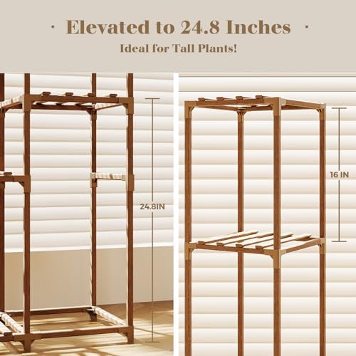 Bamworld Tall Plant Stand Indoor Wood Shelf Outdoor Tiered Rack - Image 2