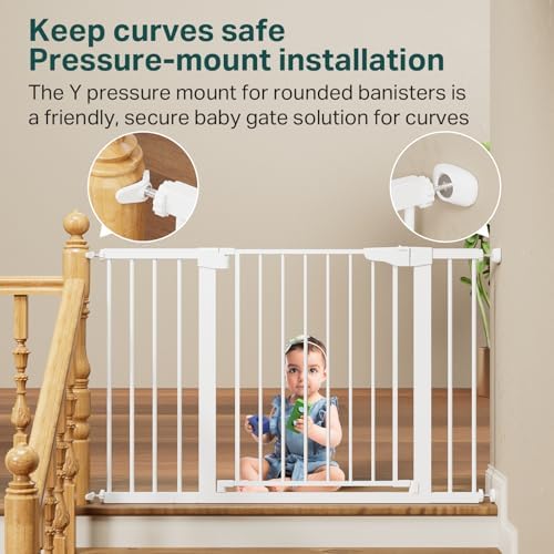 Cumbor 2-Pack 30-48 in Baby Gate for Stairs, Auto Close Dog Gate, White - Image 4