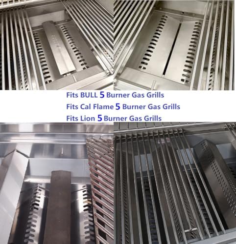 5pcs 16516 Stainless Steel Burners for Bull Grill Replacement Parts + 5pcs 16631 Flame Tamer Flavor Bar + 4pcs 16520 Heat Plate Shield Set,Fits for Bull, Lion, Cal Flame 5 Burner Gas Grills - Image 5