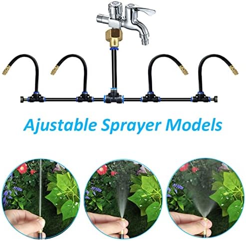 Outdoor Misting Cooling System Kit with Flexible Adjustable Nozzles & Flexible Misting Line & Filter, Patio Misters Mister System Drip Irrigation System for Outside Patio(Size:50m Tube+ 50 nozzles,) - Image 7