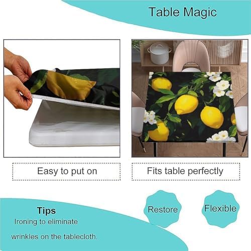 Outdoor Tablecloth with Elastic, Lemon Grove Pattern Printed on Washable Flag Card Table Covers, Perfect for Everyday Use Home Decor, Fit for 40" x 40" Square Tables - Image 3