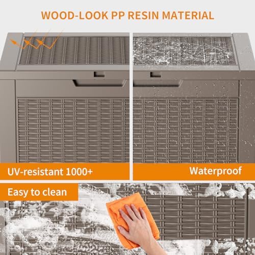 DRATO 36 Gallon Outdoor Storage Box Waterproof, Lockable Resin Deck Box for Patio Furniture, Pool Supplies & Garden Tools, Weatherproof Outside Storage Bin for Backyard Porch (Grey, 36 Gallon) - Image 4