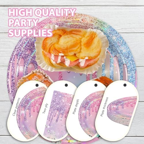 168Pcs Iridescent Birthday Party Decorations for Girls Bridal, Serve 24 - Image 4