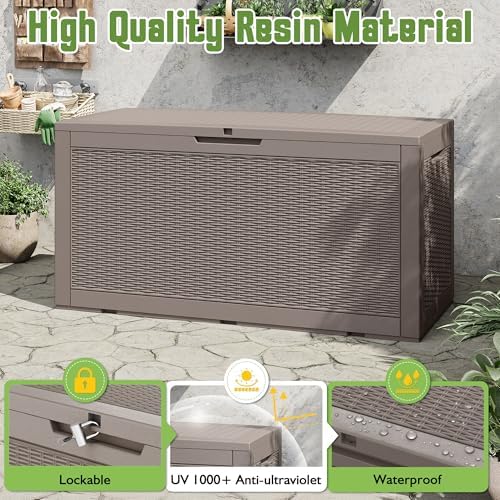 Outdoor Storage Waterproof Deck Box for Patio (100 Gallon, Grey) - Image 3