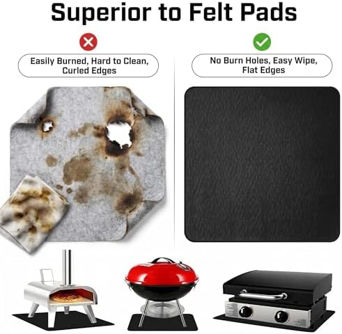 UBeesize 15 x 18 Inch 3-Layer Under Grill Mat For Outdoor Grill, Fireproof Double-Sided Silicone Coated Fire Pit Mat, Waterproof Oil-Proof Stain-Proof BBQ Protector for Decks, Patios，Grass & Fireplace - Image 3