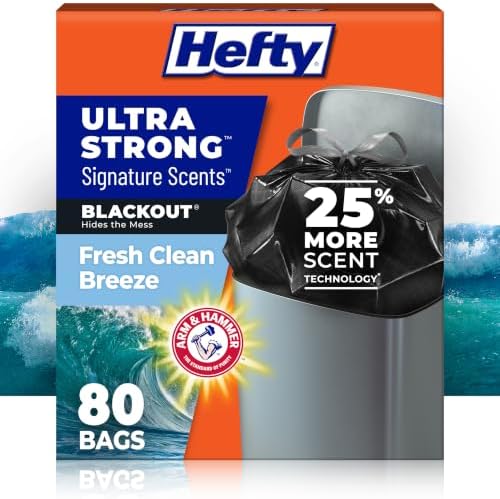 Hefty Ultra Strong Signature Scents 13G Trash Bags, Fresh Clean, 80ct by Hefty