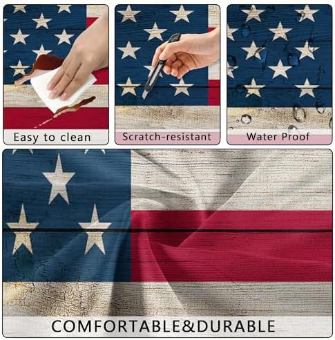 American Flag Picnic Table Cover with Bench Covers, Waterproof Windproof Oilproof, Camping Essentials, Fitted Tablecloth Cover with Elastic Edge, for Indoor & Outdoor, Garden, 3 Pieces Set, 30x96 Inch - Image 4