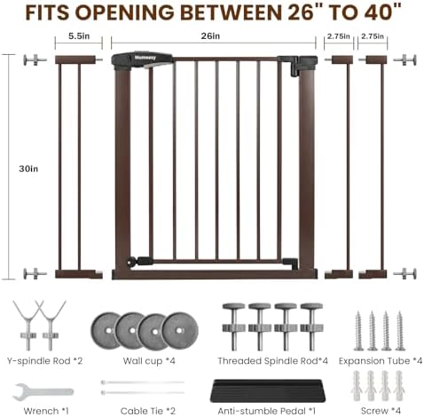 Mumeasy Baby Gate with Door, 26-40" Pressure Mounted Dog Gate for Doorways - Image 6