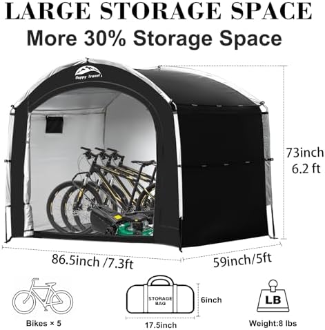 Happy Travel Outdoor Waterproof Bike Storage Tent Shed for 2/3/4/6/8 Bikes - Image 2