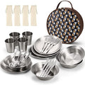 Odoland Stainless Steel Camping Mess Kit for Outdoor Family & Person by Odoland