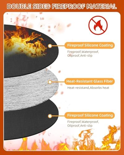 48" Round Fireproof Grill Mat for Deck & Patio, Double-Sided Silicone Coated Fiberglass, Heat Resistant Up to 2000°F, Reusable Under Grill Deck Protector for Fire Pit, Smokeless Stove, Outdoor BBQ - Image 5