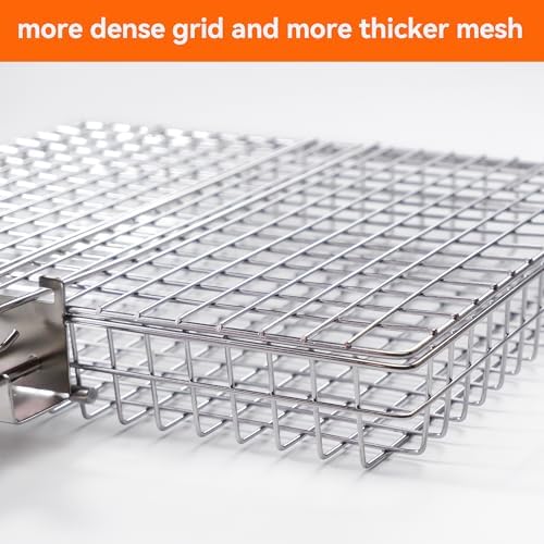 Grill Basket - Grill Baskets for Outdoor Grill, Stainless Steel Large Grilling Basket w Removable Handle, Portable Fish Grilling Rack for Grill Ideal Meat Fish Vegetables Grilling Accessories - Image 6