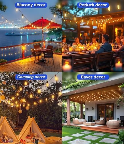Tenmiro 50FT LED Outdoor String Lights with Remote,16+ 1 Shatterproof Bulbs Waterproof and Dimmable Patio Lights for Porch, Garden, Backyard, Deck, Balcony, Hanging Lighting Decor - Image 7