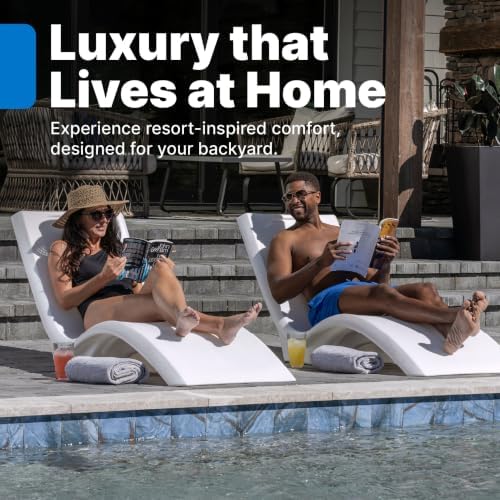 Step2 Vero Pool Lounger 2-Pack, Weighted in-Pool Lounge Chairs for Tanning Ledge and Baja Shelf, White - Image 4