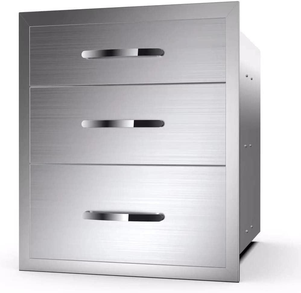 Outdoor Kitchen Triple Drawers 20" W x 27" H x 23" D Stainless Steel by YourFriends