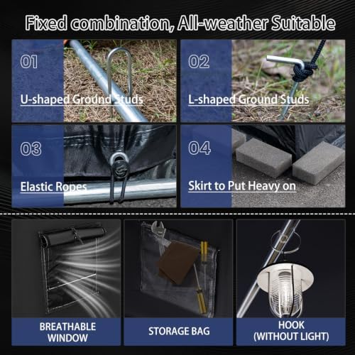 Bike Storage Shed Tent, Outdoor Bicycle Motorcycle Storage Shed with 210D Oxford Fabric PU2000 Waterproof for 2-5 Bikes, Bike Covers Shelter for Garden Tools, Toys, Lawn Mower (Black, Round L Size) - Image 6
