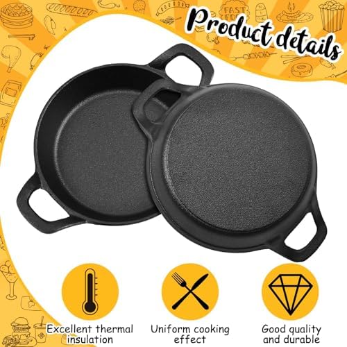 Ziliny 10 Pack Mini Cast Iron Skillets 6.3 x 6.3 x 1.5 Inch Pan Ramekin Set - Image 4