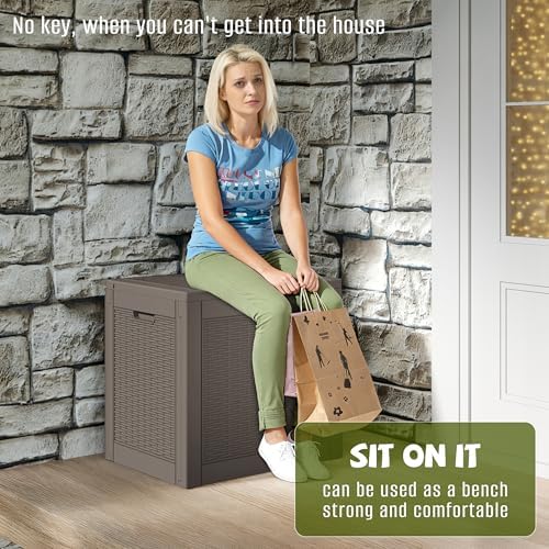 PatioZen 35 Gallon Package Delivery Boxes for Outside, Lokable Secure Resin Package Delivery Box with Lid, Waterproof and Anti-Theft for Outdoor Front Door, Porch, Curbside, House(Grey) - Image 7