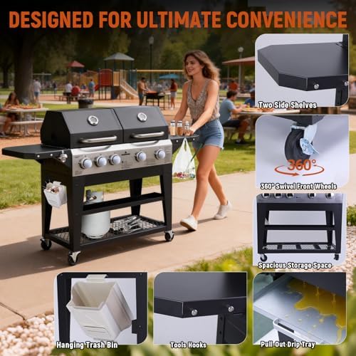 Redlife 3-Burner Propane Gas Grill & Griddle Combo, 54,000 BTU - Image 6