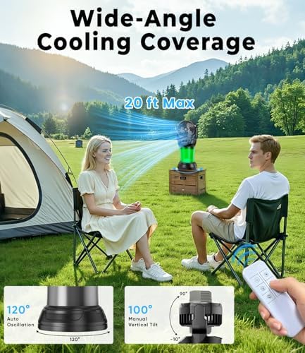 Misting Fan for Outside, Mister Fan with Remote & RGB Lights, 2L Tank & 2 Extra Nozzles, 4 Speeds Mist Modes for Extreme Cooling Effect, Ideal for Camping, Patio, Backyard - Image 4