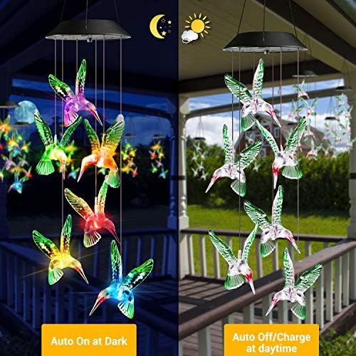 Toodour Solar Wind Chime, Color Changing Wind Chimes Hummingbird - Image 4